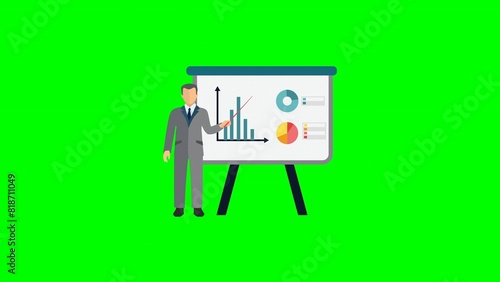 Businessman Presentation Chart board icon, Professional Business growth chart