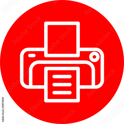 Printer Line White Circle Red Icon Design