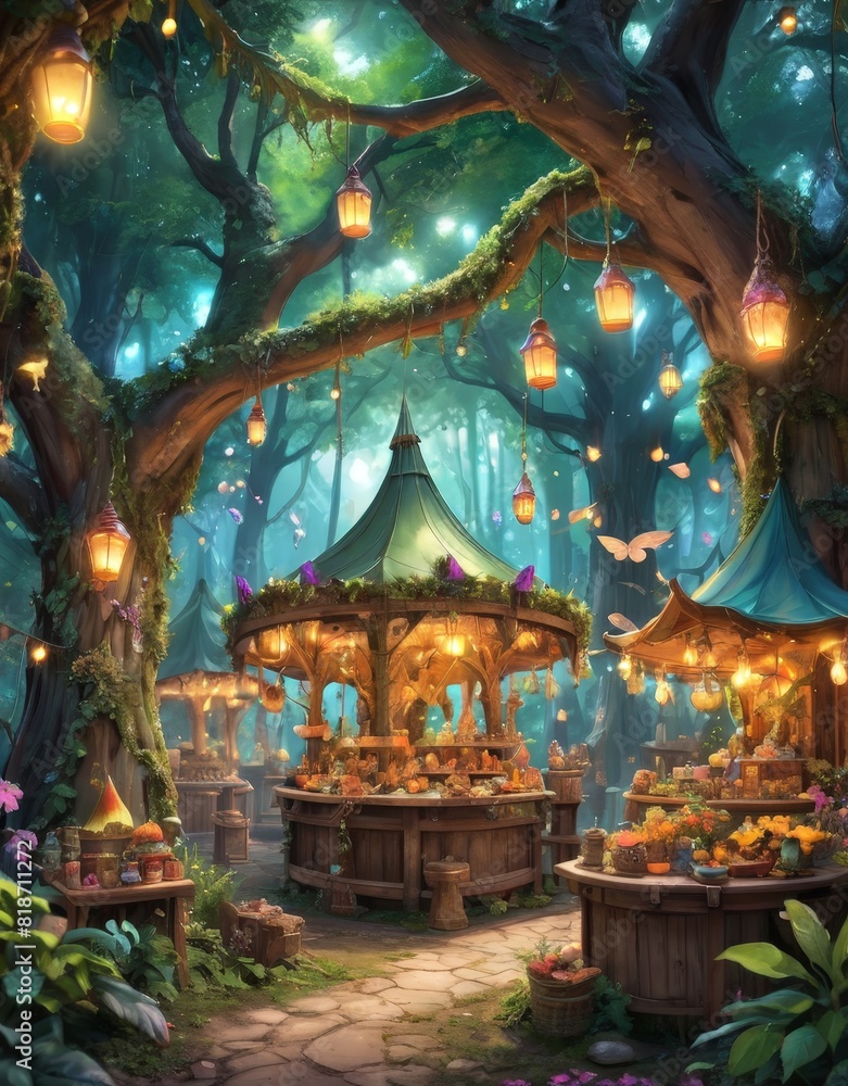 Fototapeta premium a fairy market is a whimsical and enchanting place