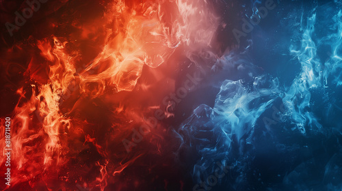 青い炎と赤い炎の衝突。バトル背景	
 photo
