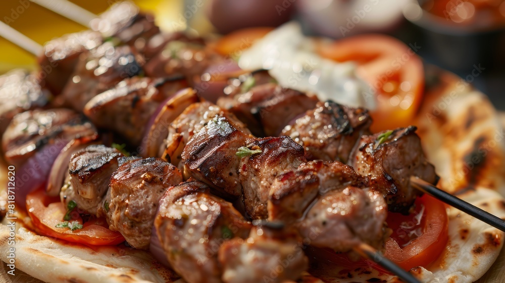 Savory Souvlaki Close-up for Food Posters Generative AI Savory Souvlaki Close-up for Food Posters Generative AI