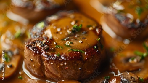 Savory Steak Diane for Perfect Dinner Poster Generative AI photo