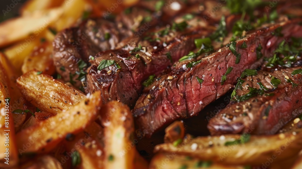 Savory Steak Frites for Perfect Poster Generative AI Savory Steak Frites for Perfect Poster Generative AI