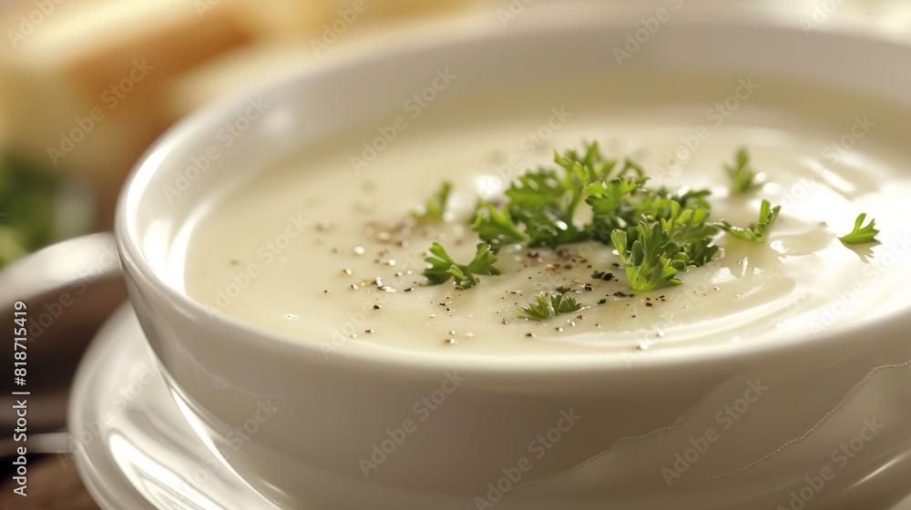 Creamy Soup Close-up for Food Poster Generative AI Creamy Soup Close-up for Food Poster Generative AI
