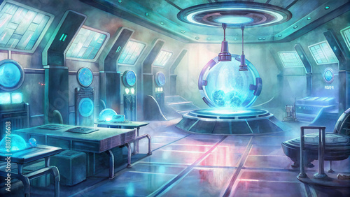 A futuristic laboratory filled with high-tech equipment and holographic displays, representing the cutting-edge advancements in cyber research