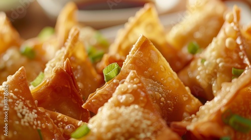 Delicious Wontons Up Close for Food Posters Generative AI