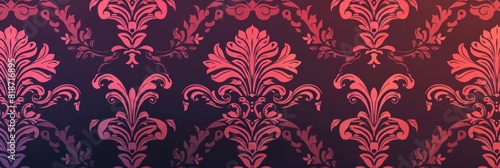 Elegant Red and Purple Baroque Floral Wallpaper Design