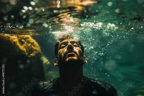 Man drowning in the water photo