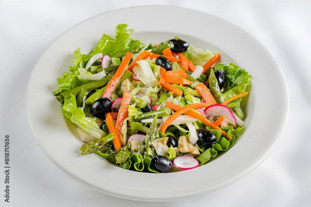 Elegant White Bowl Presentation of Colorful Julienned Salad Elegant White Bowl Presentation of Colorful Julienned Salad