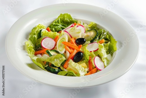 Elegant White Bowl Presentation of Appetizing Salad