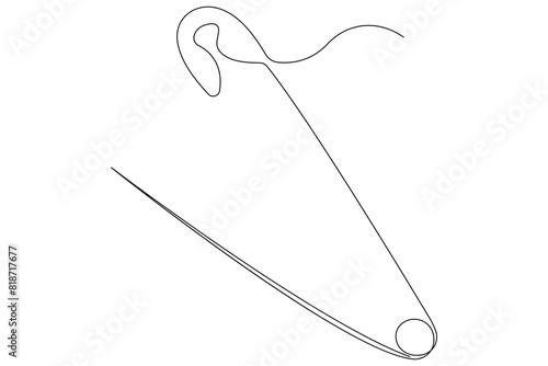 Safety pin continuous one line art drawing of outline vector illustration 