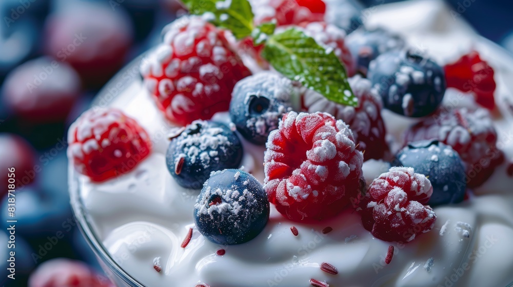 Delicious Yoghurt Close-up for Food Poster Generative AI Delicious Yoghurt Close-up for Food Poster Generative AI
