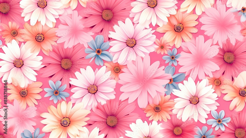 Girly flower pattern for repeat design Generative AI