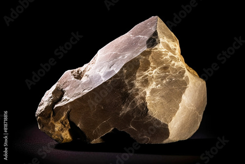 Orthoclase fossil mineral stone. Geological crystalline fossil. Dark background close-up. photo