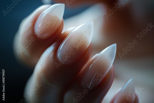 Manicure  nail polish close-up  nail and hand beauty procedure.. Beautiful simple AI generated image in 4K  unique.