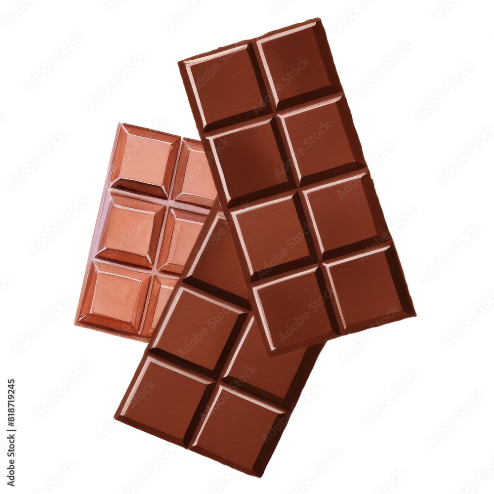 Chocolate bars with a variety of toppings sticker, png isolated on a transparent background, watercolor clipart illustration Chocolate bars with a variety of toppings sticker, png isolated on a transparent background, watercolor clipart illustration