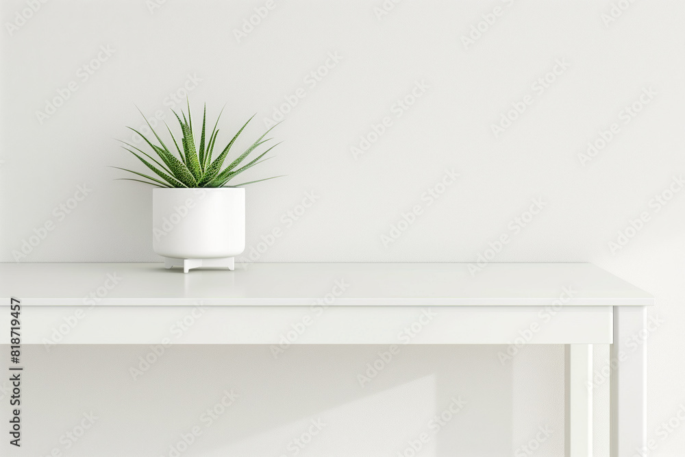 A plant in a white pot on a table A plant in a white pot on a table