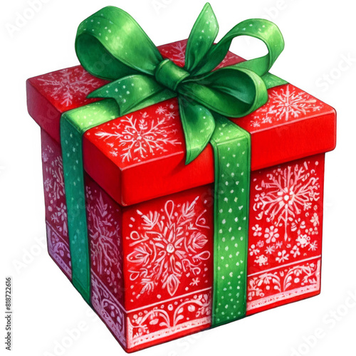 red gift box with tree bow