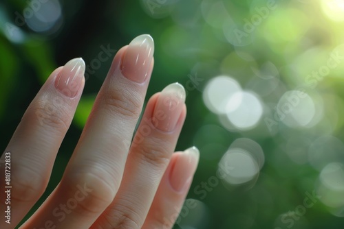 Close-up view of a woman's hand adorned with a pink manicure. Beautiful simple AI generated image in 4K, unique.