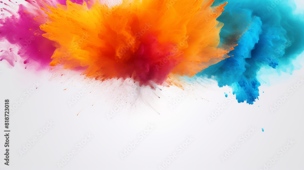 A colorful explosion of paint is splattered across a white background. The colors are vibrant and bold, creating a sense of energy and excitement. The image is a representation of the creative process A colorful explosion of paint is splattered across a white background. The colors are vibrant and bold, creating a sense of energy and excitement. The image is a representation of the creative process