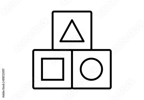 Icono negro de bloques de construcción con formas geométricas. 
