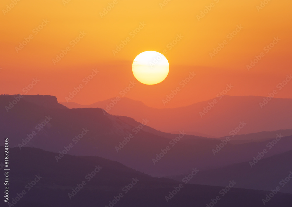 Sun and mountain on sunrise. Sun and mountain on sunrise.