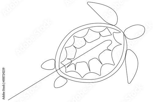 Continuous one line art drawing of sea turtle concept of outline vector minimalist illustration
