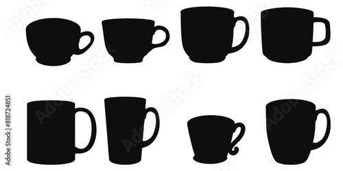 Wallpaper Mural Set of different cups, vector silhouettes. Torontodigital.ca