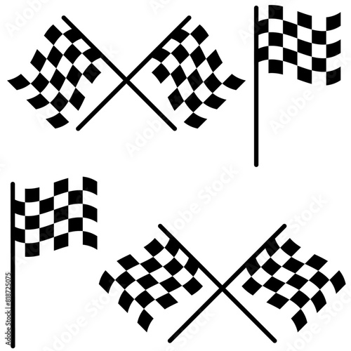 Set of racing flags, simple checker flags.