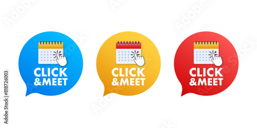 Click and Meet concept with calendar and speech bubble.