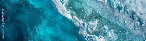 A powerful image of a melting glacier in the Arctic, with clear blue waters surrounding it, capturing the urgent problem of climate change photo