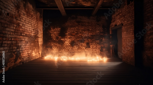 wall with fire generative ai photo