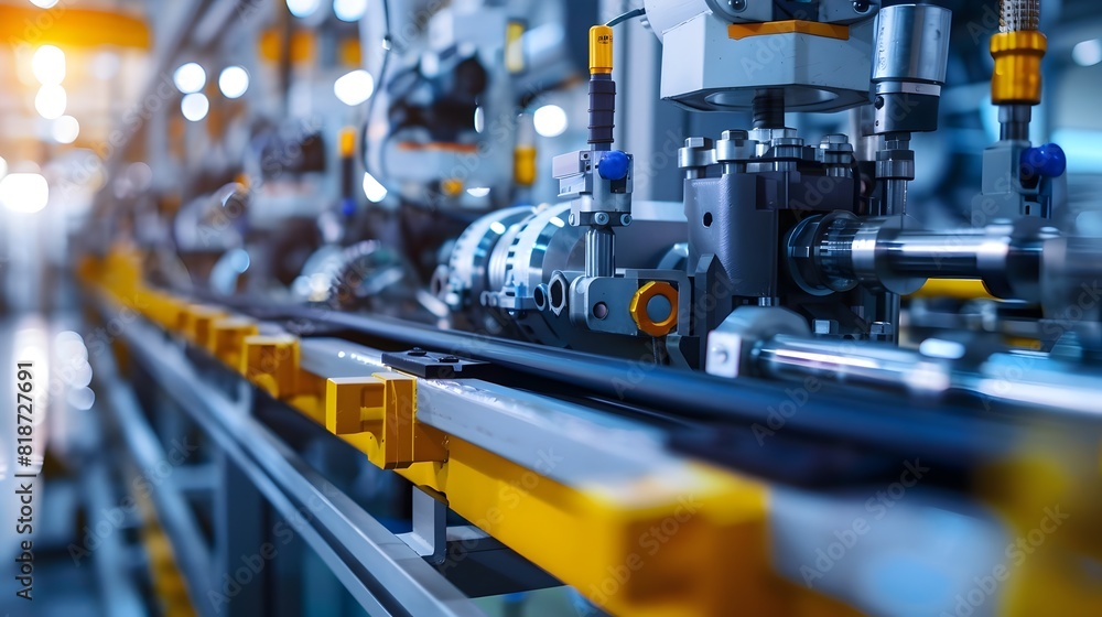 Close-up of Industrial Machine on Factory Production Line Close-up of Industrial Machine on Factory Production Line