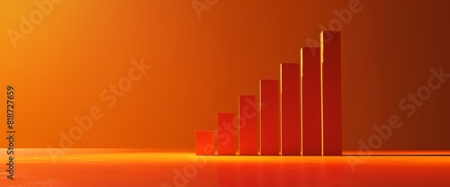 A clean and minimalist side view of a simple bar graph in vibrant orange color  presenting data in a visually appealing manner  captured with HD resolution.