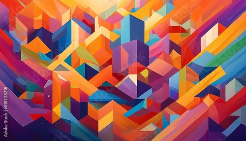 Abstract painting of colorful geometric shapes background. Suitable for digital backgrounds, artistic projects, and modern design elements. Generative AI