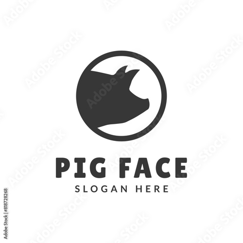 Pig head logo design. Pig head silhouette vector illustration