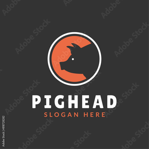 Pig logo design. Pork head logo design. Pig head logo design vector.