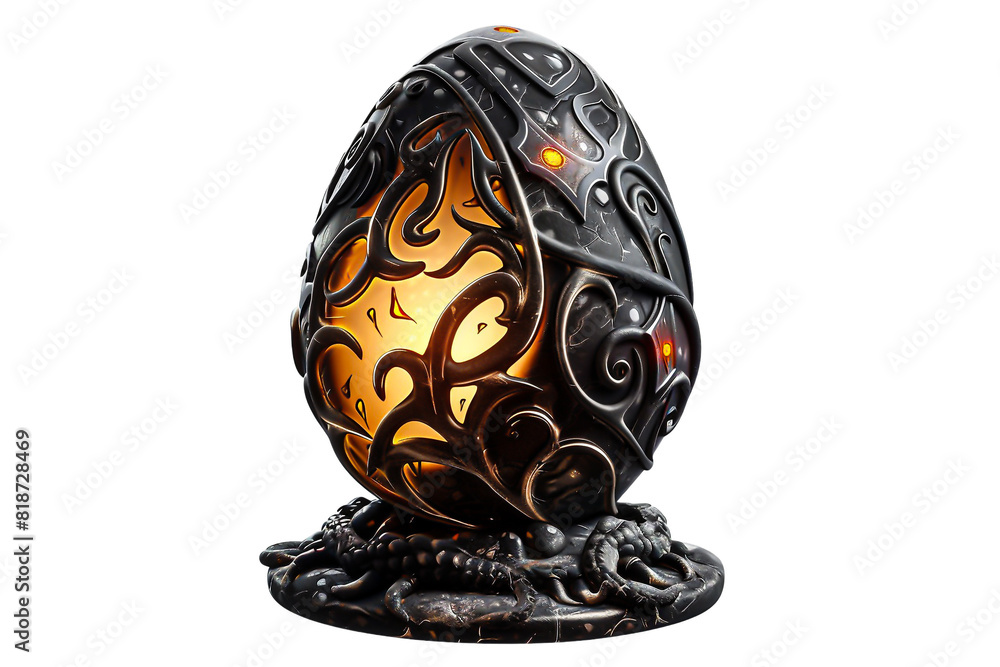 Ornate glowing egg sculpture with patterns Ornate glowing egg sculpture with patterns