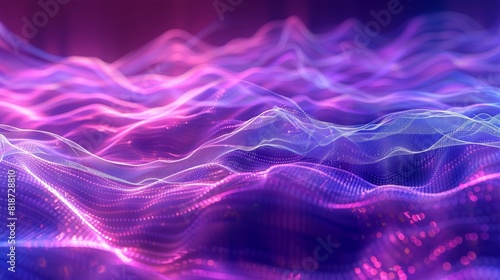 Electromagnetic field visualization Dynamic visualization of electromagnetic waves in vivid purples and blues, with field lines flowing smoothly photo