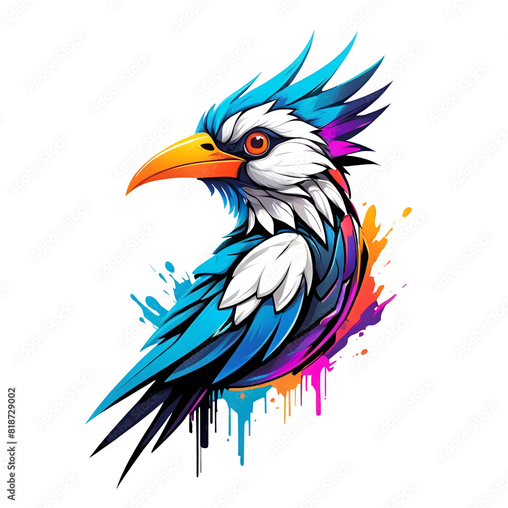 illustration of a bird, graffiti colorful illustration of a bird, graffiti colorful