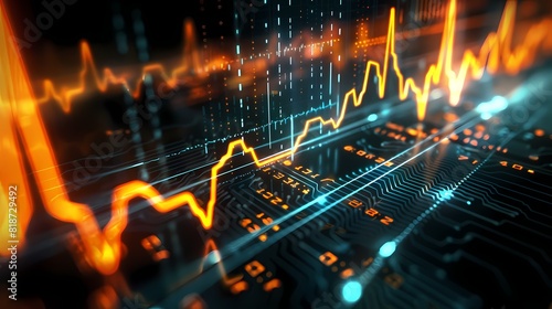 Graphical illustration of stock movements resembling a heartbeat monitor, emphasizing the heartbeat of the market, captured with impeccable HD resolution.