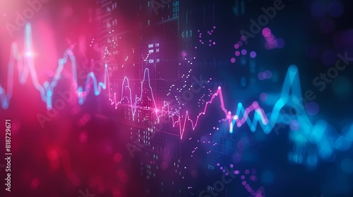 Graphical illustration of stock market trends resembling a heartbeat monitor, reflecting the fluctuating pulse of the market, presented with crisp HD quality. photo