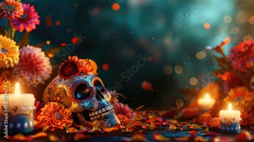Festive Day of the Dead Banner Vibrant Colors of Mexican Heritage