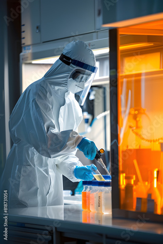 Scientist in Protective Gear Minimizing Xylene Exposure during a Lab Experiment