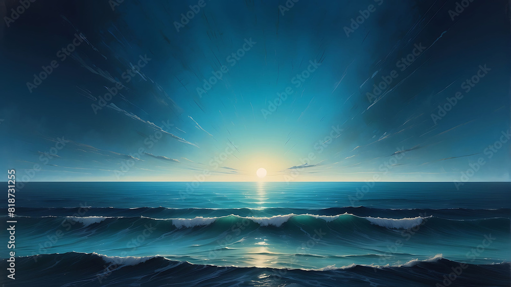 Blue Sea Sky Gradient Abstract Bright Light Template
