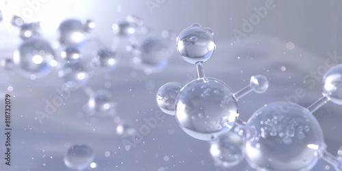  water molecules, Molecular Structure, DNA water, banner , Cosmetic Essence, Liquid bubble