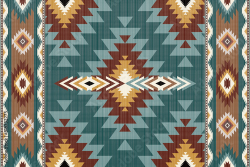 Navajo Native America South Western inspired area rugs ethnic decor style. tribal vector seamless pattern. Indian ornament Boho geometric ornament.folk.orientel. Window .blanket, rug. Woven carpet