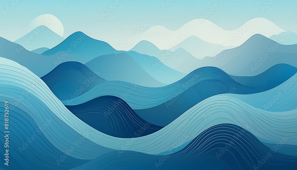 Blue and white mountain scene with red boat perfect for travel blogs, adventure magazines, or inspirational posters and prints. Generative AI Blue and white mountain scene with red boat perfect for travel blogs, adventure magazines, or inspirational posters and prints. Generative AI