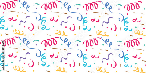 Confetti Popper Background with tiny pieces. Exploding party popper background