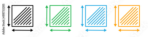 Area and dimension icon logo set vector photo